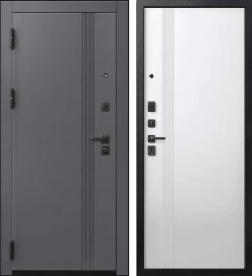 Дверь V-17 Черный муар + Кашемир графит - Кашемир белый