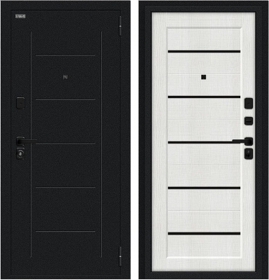 Дверь Браво Борн/SBlack Букле черное/Bianco Melinga